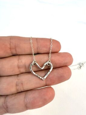 Sterling Silver Open Heart Necklace